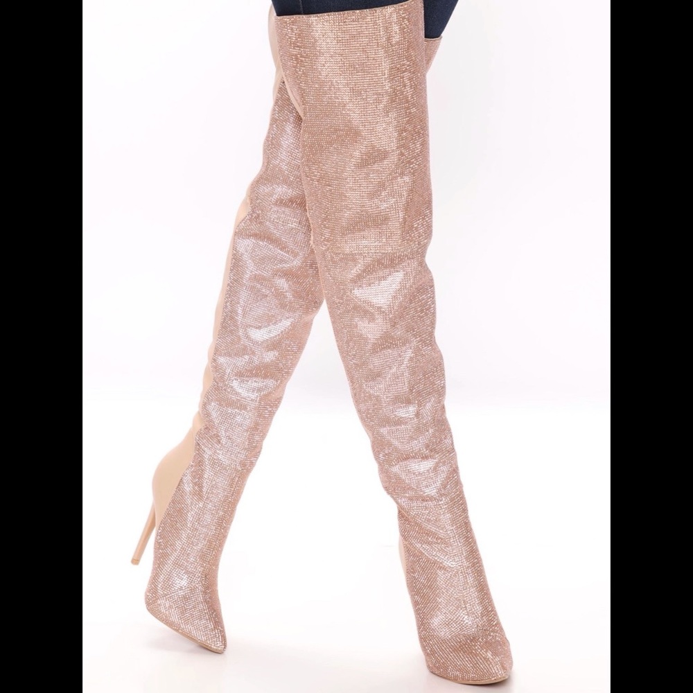 Fashion Nova Crystal Goddess Rhinestone Boots